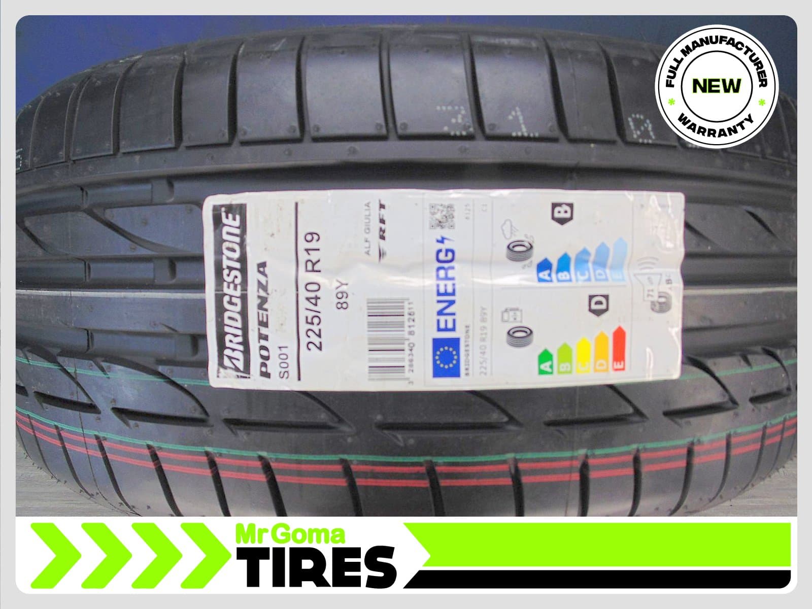 Bridgestone Potenza S001 RSC RFT 225/40/19