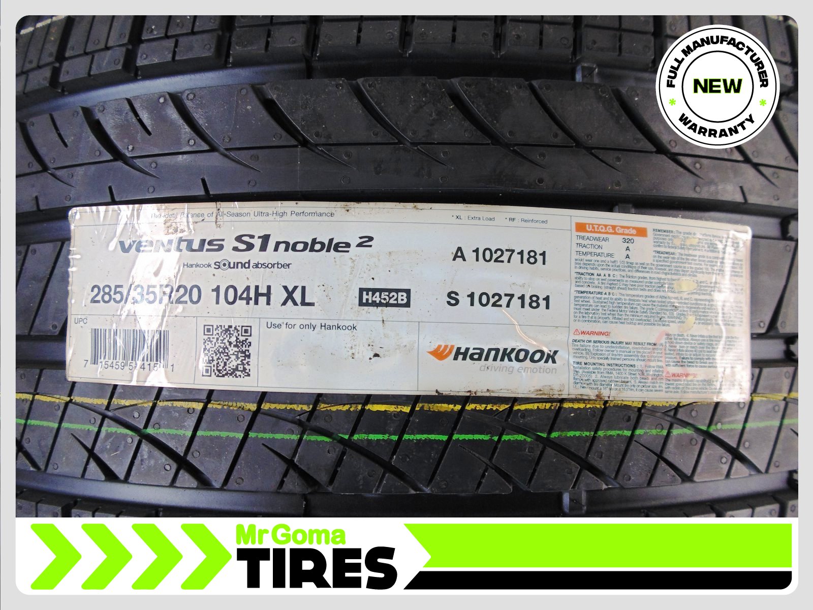 HANKOOK VENTUS S1 NOBLE 2 MOE-S KONTROL HRS XL 285/35/20