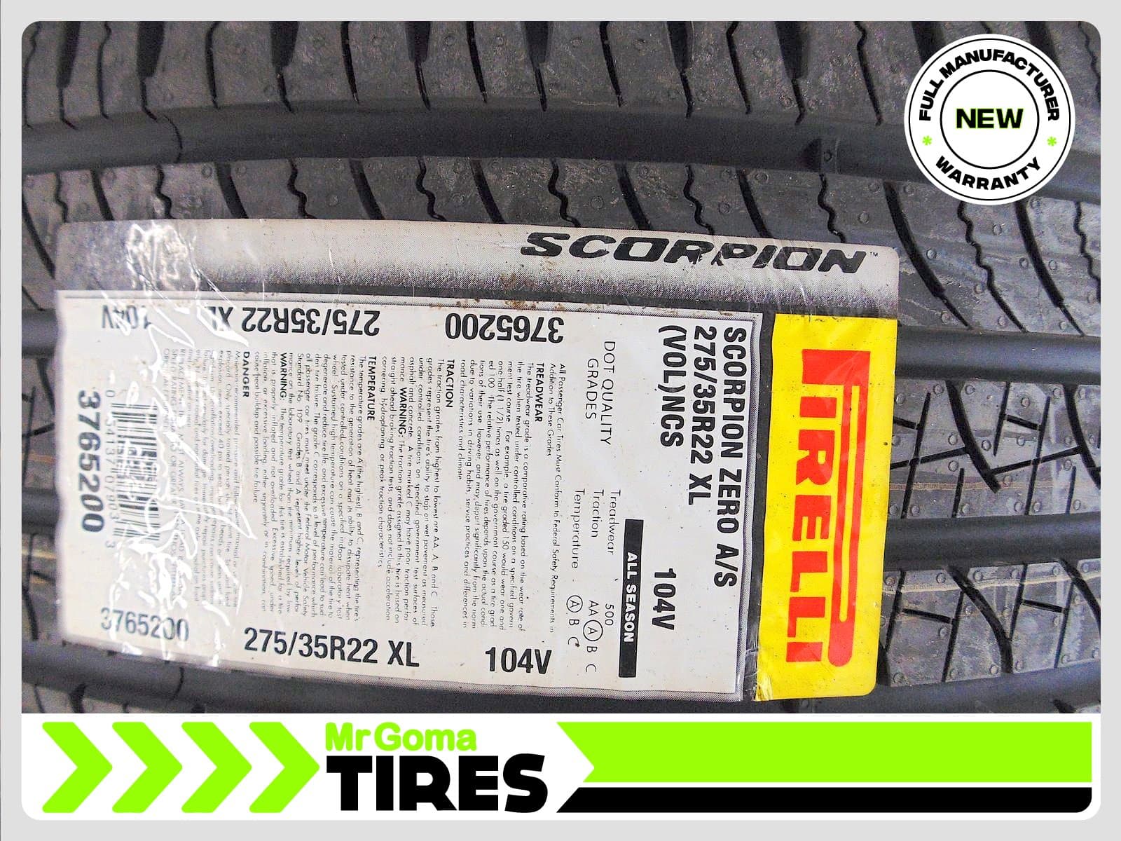 PIRELLI SCORPION TM ZERO ALL SEASON VOL PNCS XL 275/35/22