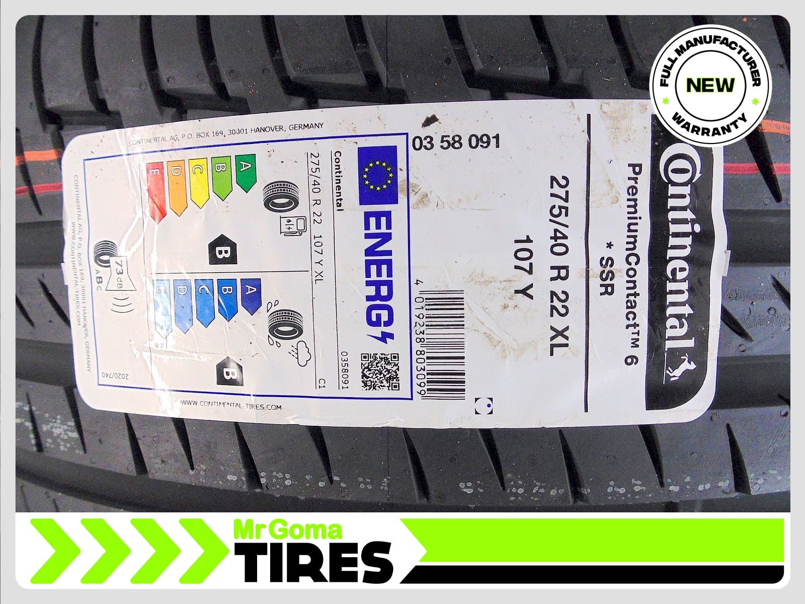 CONTINENTAL PREMIUMCONTACT 6 SSR RSC RFT XL 275/40/22