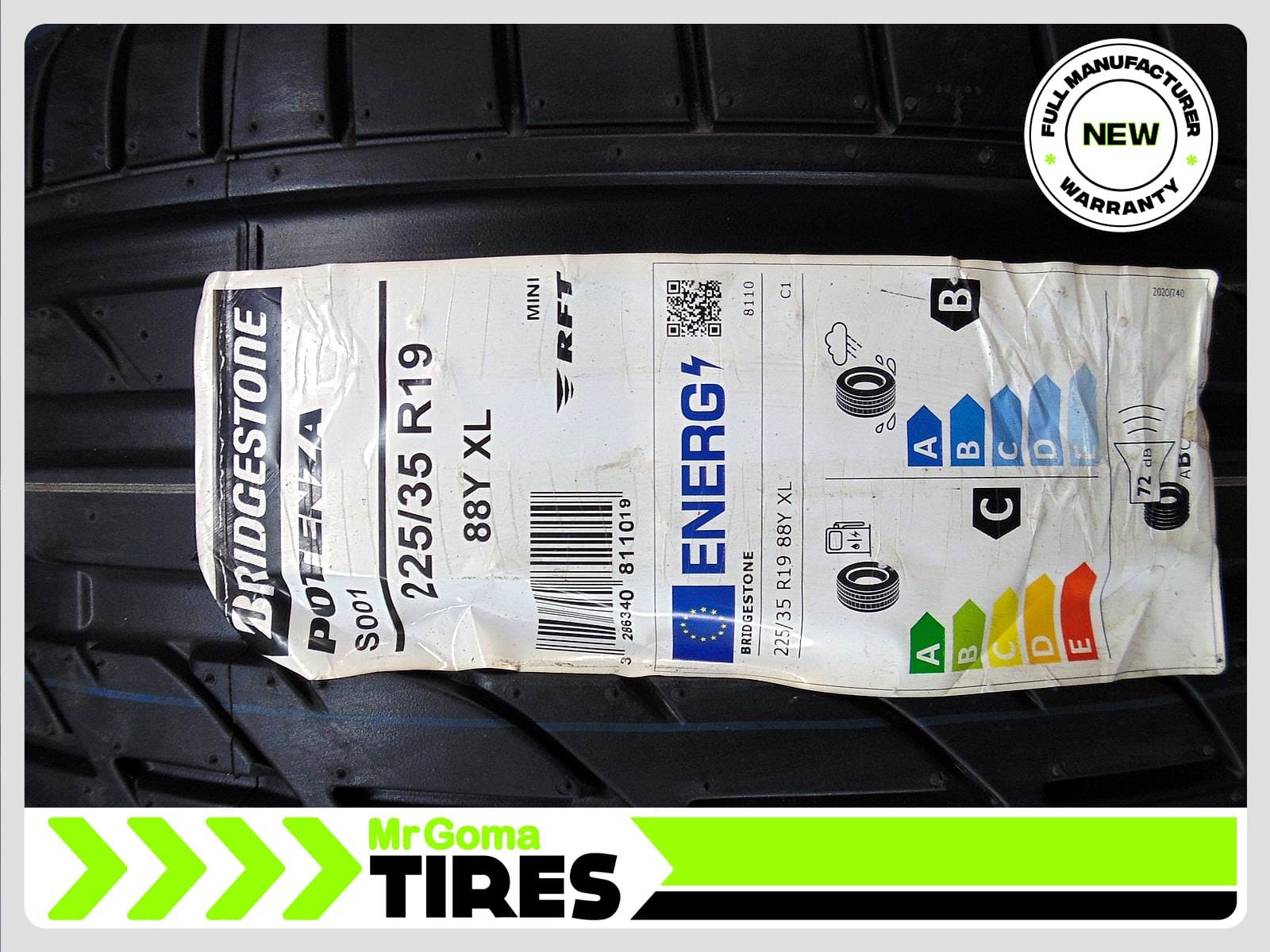 BRIDGESTONE POTENZA S001 RSC RFT XL 225/35/19
