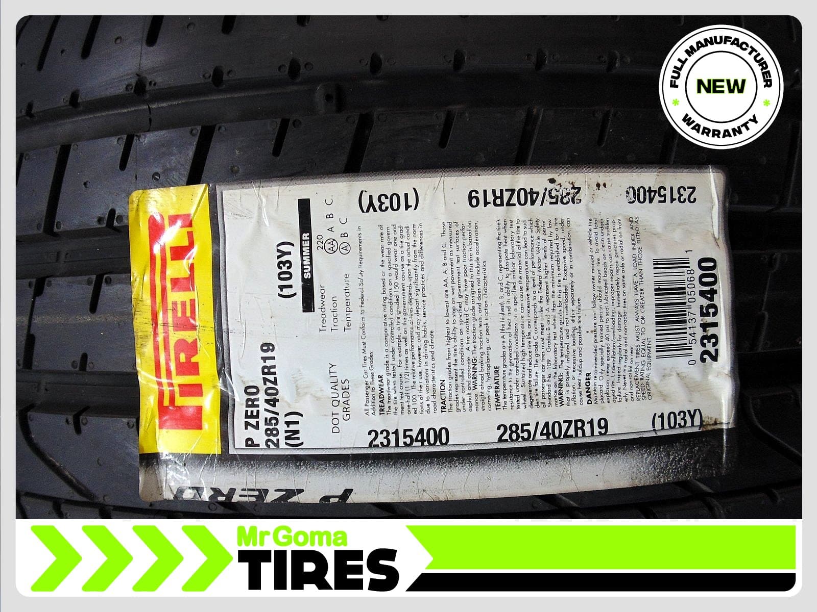 PIRELLI P ZERO TM N1 285/40/19